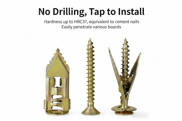 50SET/100PCS Self-Drilling Drywall Anchors Kit | No Drill Needed | Easy Hang for Home & Office | Includes 50 Anchors + 50 Screws | Quick Install for Adjustable Hooks & Brackets