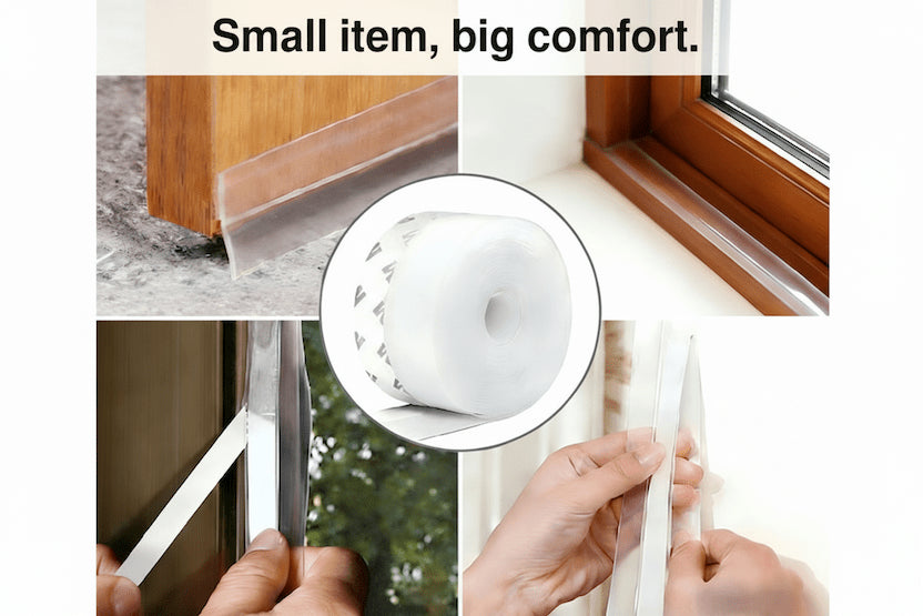 16.4Ft Door Weather Stripping, 1.38in Width Adhesive Door Draft Stopper, Insulation Seal Strip for Doors, Windows and Shower Doors